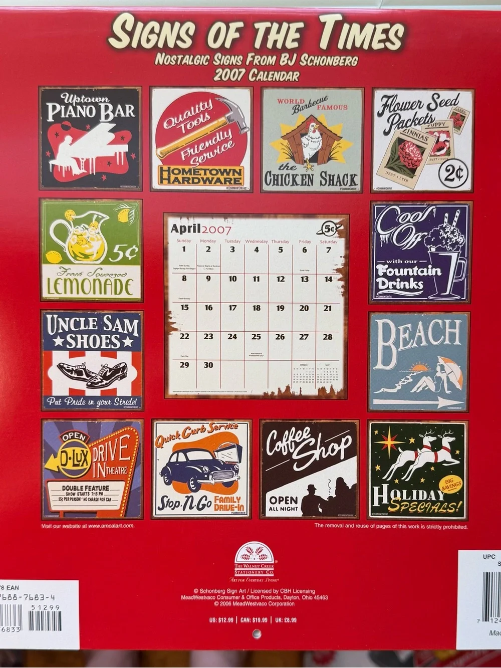 Signs of the Times 2007 Beach Calendar Nostalgic Signs by BJ Schonneberg